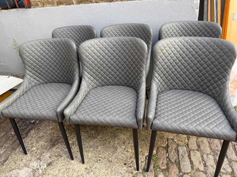 6 x Bentley design Dimond stitches dining chairs + local delivery 