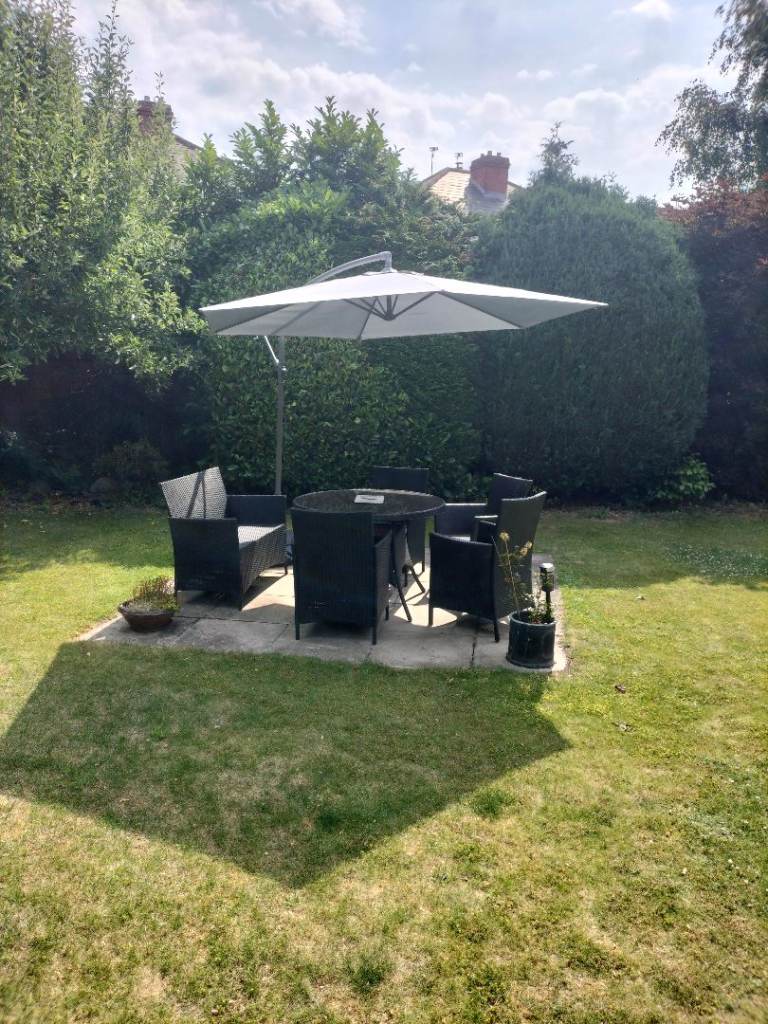 Two garden parasols