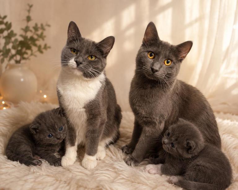 British short haired and Russian blue