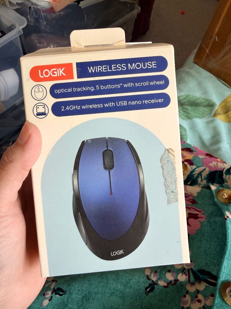 LOGIK LWL/MBL23 Wireless Optical Mouse - Blue, New in Box
