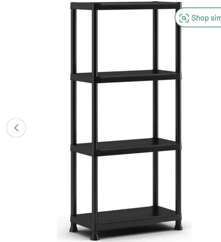 2 x Black 4-Tier Plastic Shelving Unit – As Good As New