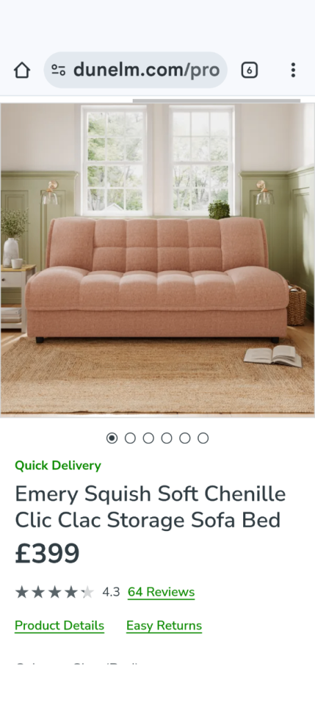 NOW SOLD Sofa bed settee in pink