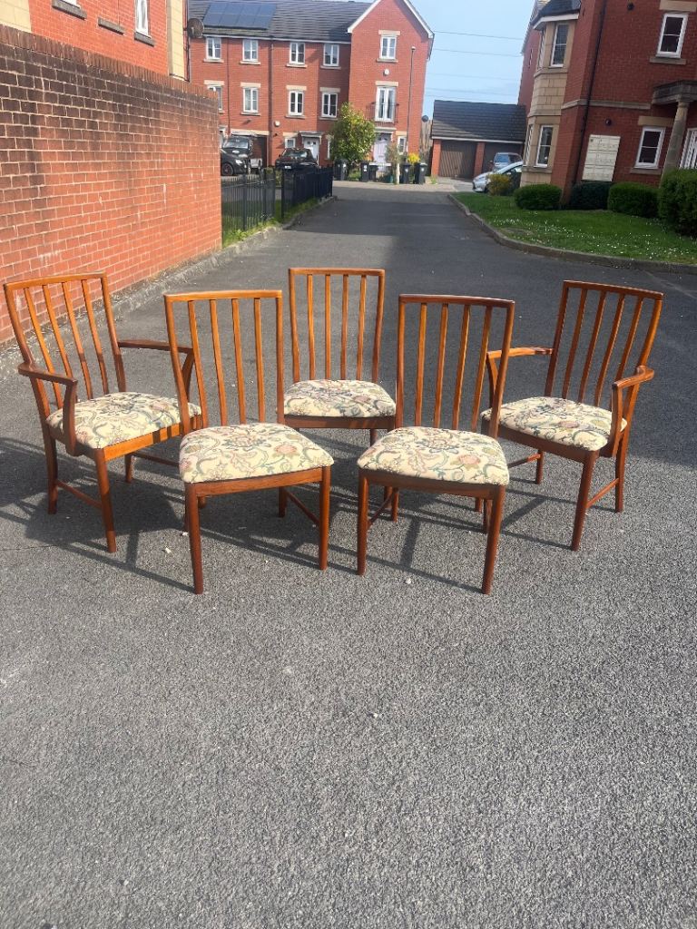 Set of Five Macintosh teak dining chairs (delivery available)