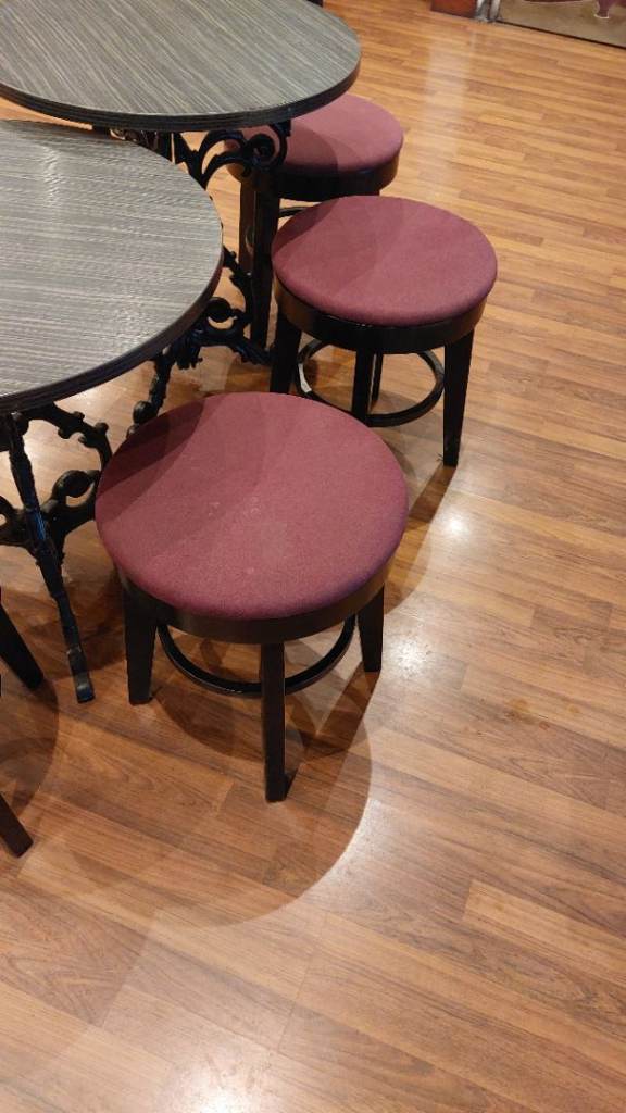15 bar stools and tables