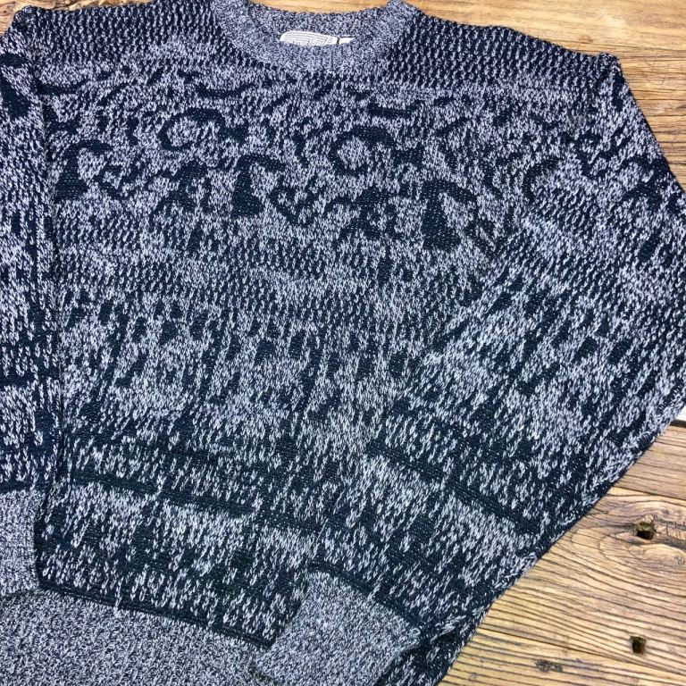 Vintage Method Geometric Knit Jumper Grey Black Men’s L
