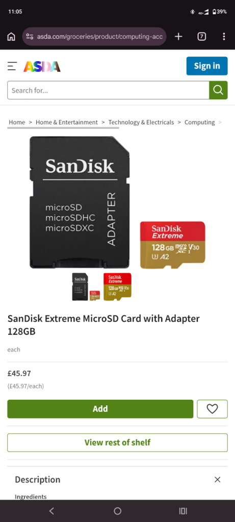 SanDisk Extreme MicroSD Card with Adapter 128GB