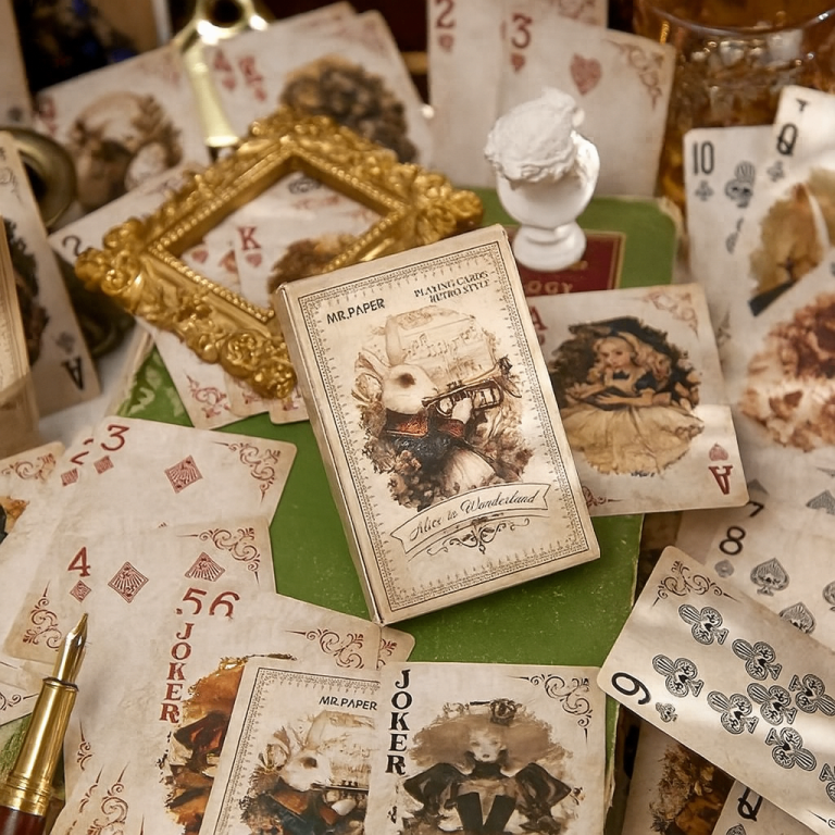 Mr. Paper Series of Alice in Wonderland Playing Cards | 55pcs Vintage Pack for DIY & Journaling