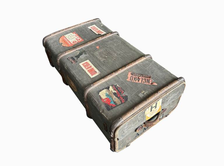 1920s/1930s Vintage Steamer Trunk Travel Labels & Original Interior