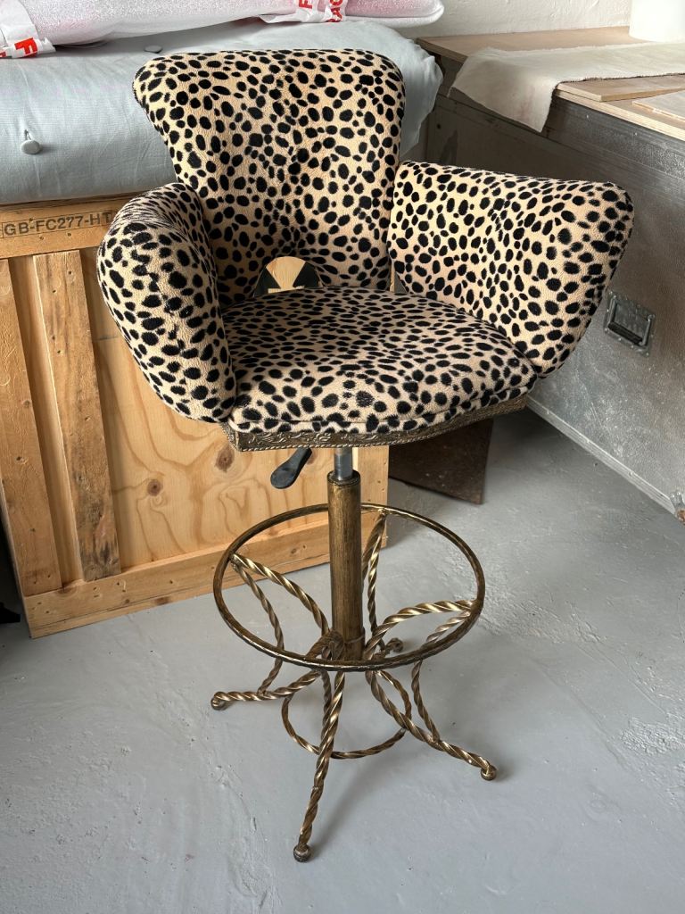 Leopard print upholstered bar stool late 20th century