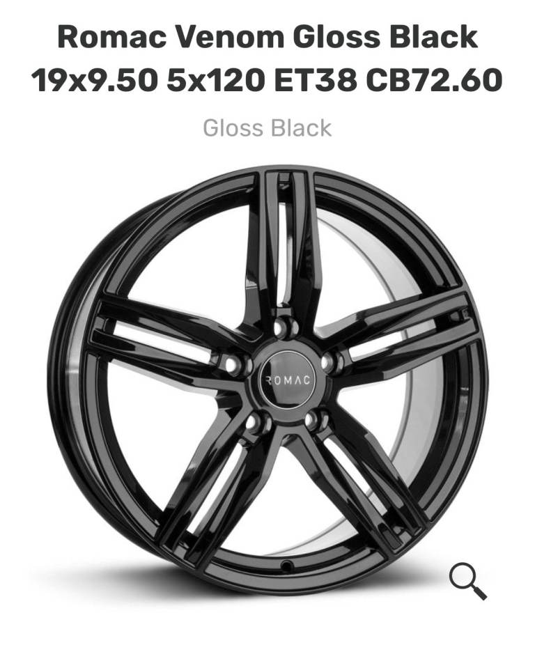 🛞 Selling one (1) Romac VENOM 19” Gloss Black Alloy Wheel – 5x120 – ET38 (not selling set)