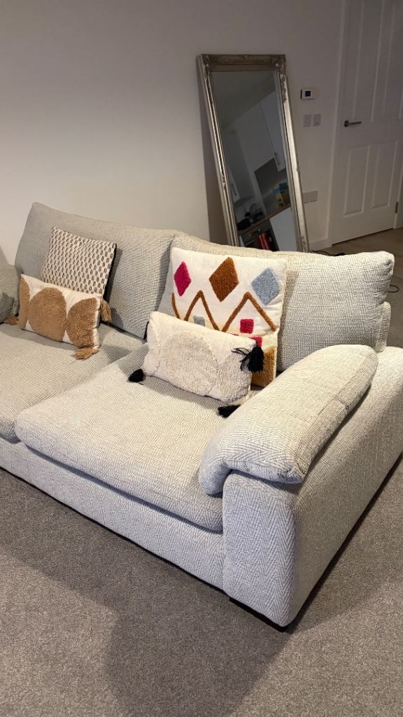 Grey DFS 3 Seater Sofa and Cuddle Chair