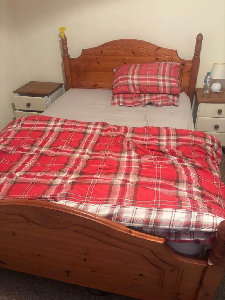 Double Wooden Bed Frame with Headboard & Footboard