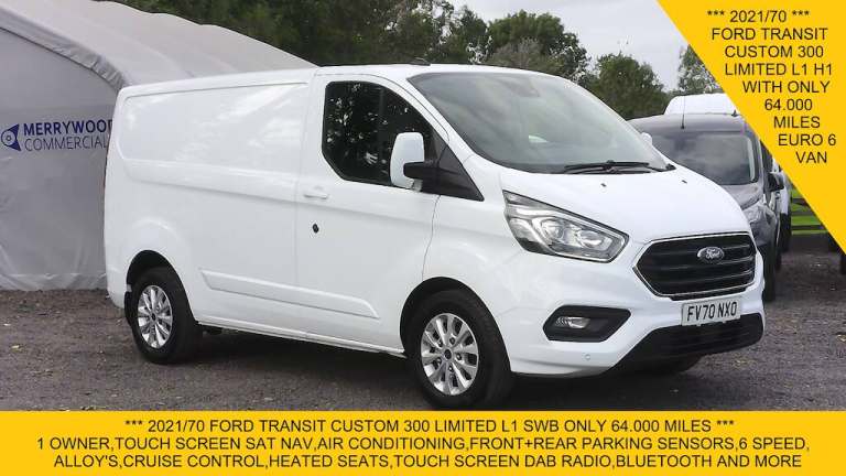 2021 Ford Transit Custom 300 LIMITED L1 SWB,ONLY 64.000 MILES,SAT NAV,AIR CONDITIONING,SENSORS,AL...