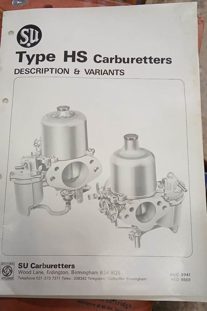 Rare Carburettor Manuals for SU Carbs