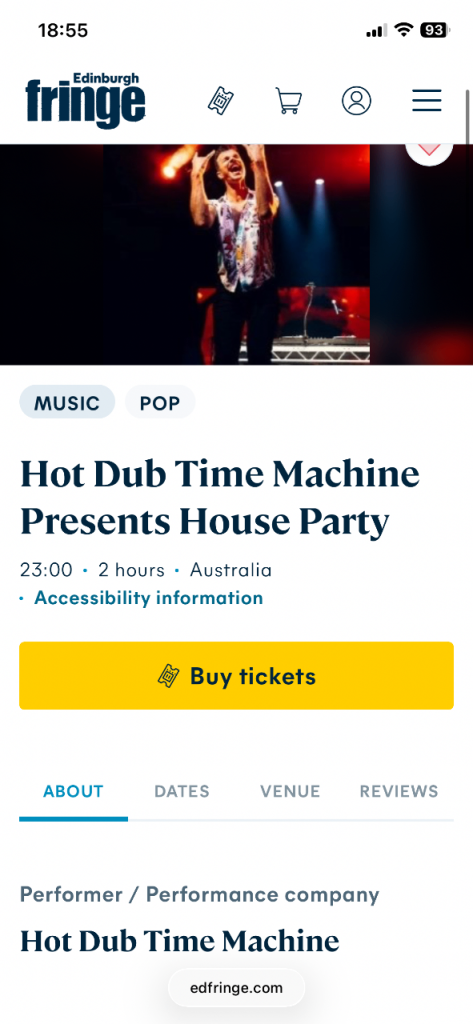 Time Machine tickets Friday 28 August 