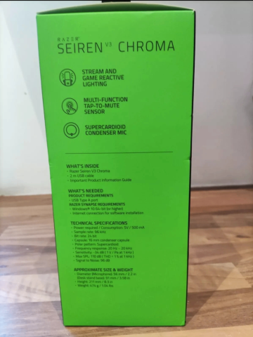 Razer Seiren V3 Chroma - RGB Usb Microphone with Tap-to-Mute Brand