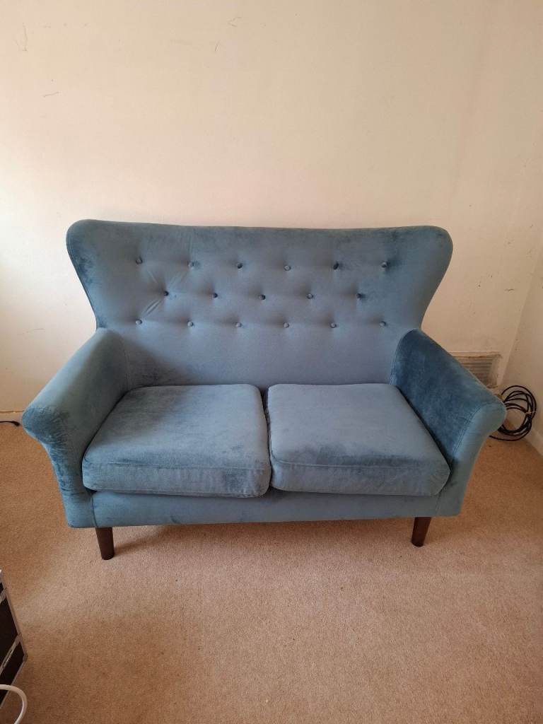 2 seater green belour sofa