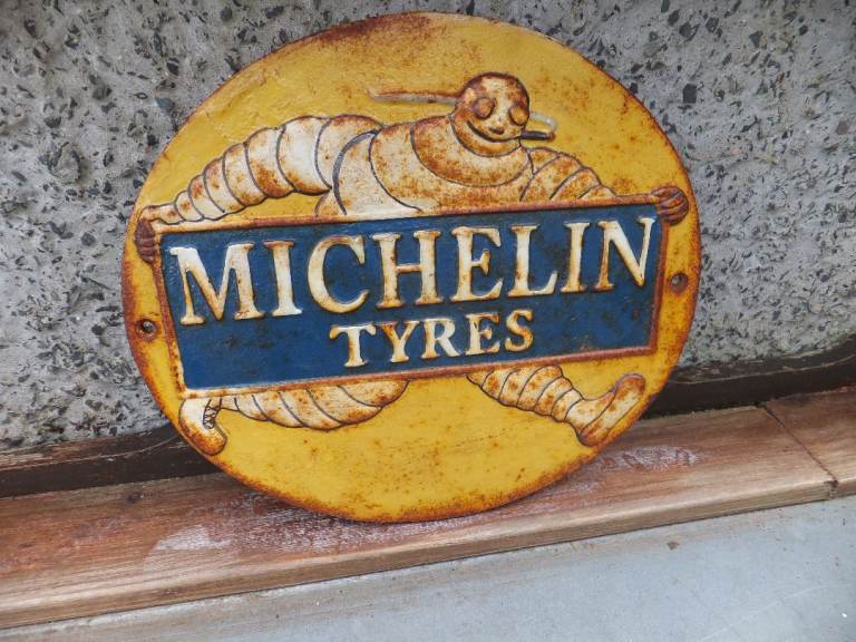 Michelin Man Tyres heavy metal big garage sign in very good condition see 2 images signs