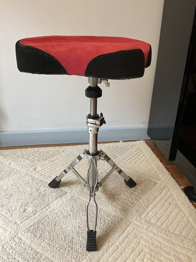 Adjustable Drum Stool / Throne – Red and Black, Good Condition