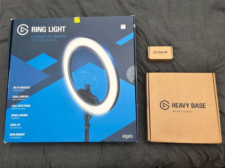 Elgato Ring Light + Heavy Base Plate + Phone Grip
