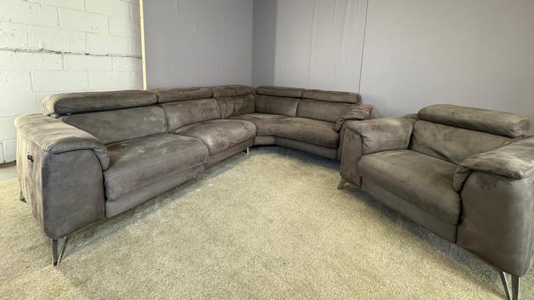 Grey DFS Thaiti Corner sofa & matching armchair electric recliner set DELIVERY AVAILABLE!