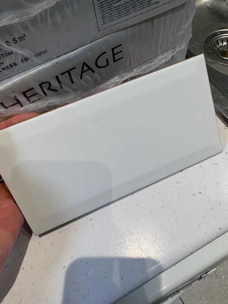 Around 270 White Metro Tiles 10x20cm