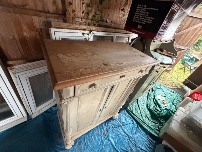 Cream Wooden Cabinet with Drawer and Shelves – Good Condition | in ...