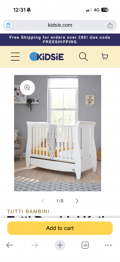 Tutti Bambini Katie Cot Bed – Good Condition – Ready for Collection