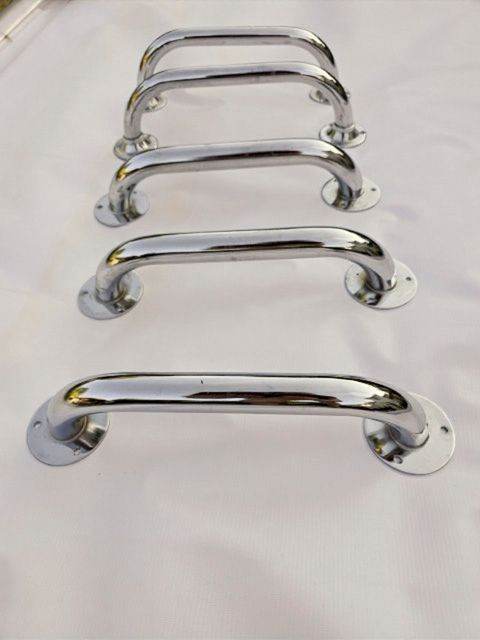 Set of 5 Chrome plated metal grab rails. Good Condition