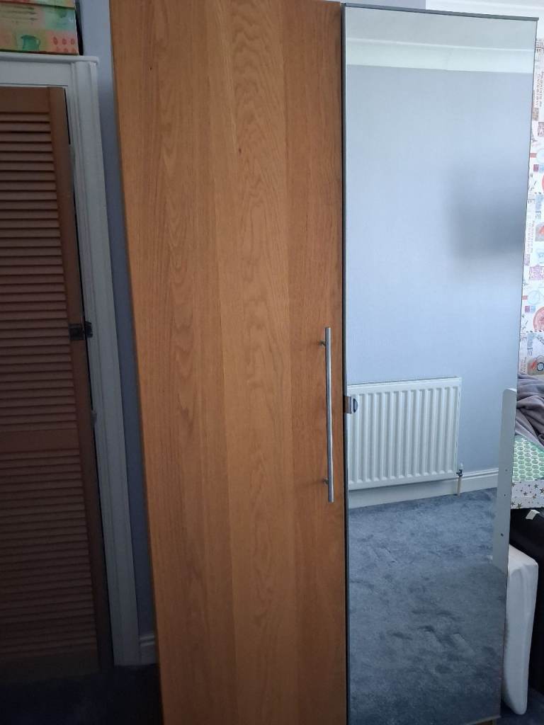 Double wardrobe (2 single wardrobes joined) - IKEA Pax oak effect wardrobes 
