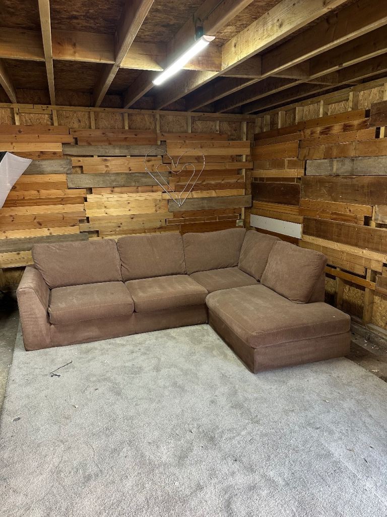 Light brown DFS Orka L shaped corner sofa *free local drop off* 