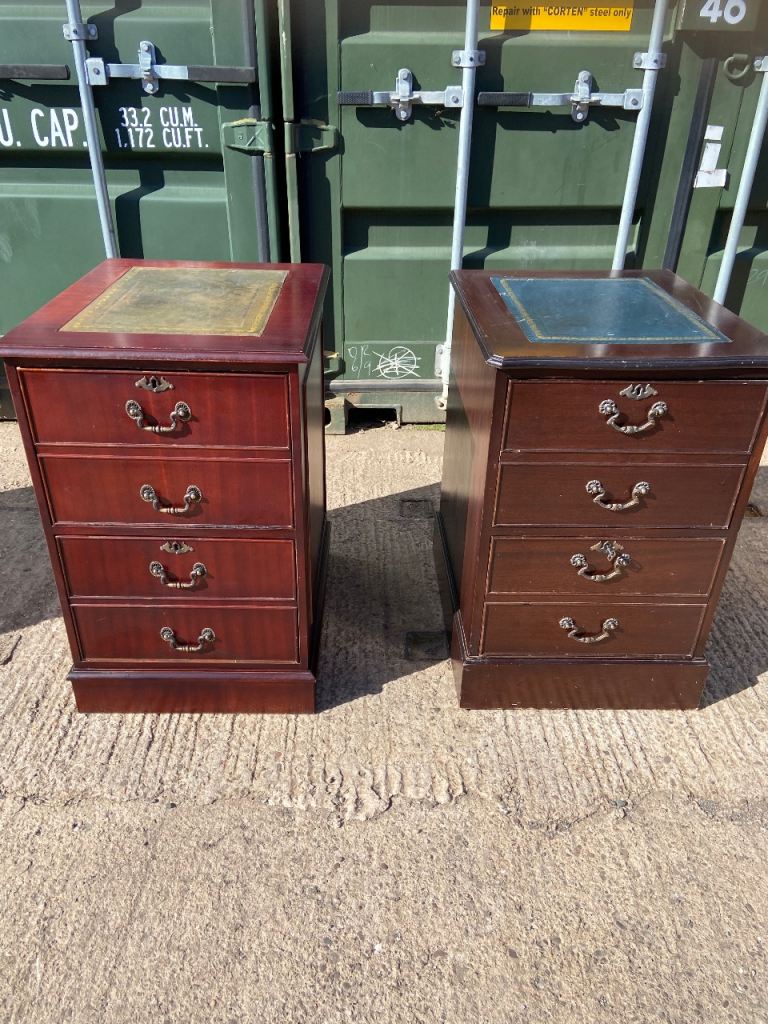  Mahogany Filing Cabinet 2 drawer with Leather Top - set of 2 - 25£ each