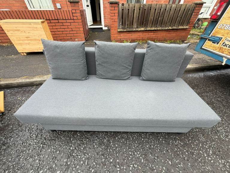 Nice grey fabric modern bed sofa online price£499 we need £175
