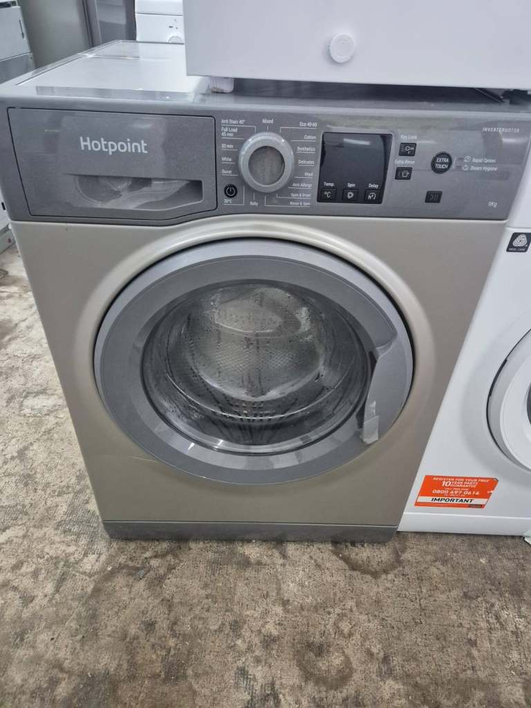 Hotpoint 9kg Washing Machine – Graphite/Silver – Inverter Motor – Fully Working