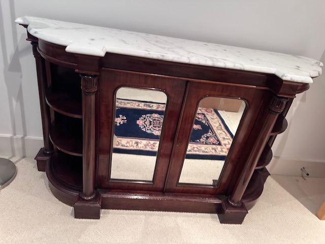 Vintage Antique chiffonier marble top mahogany sideboard mirror doors