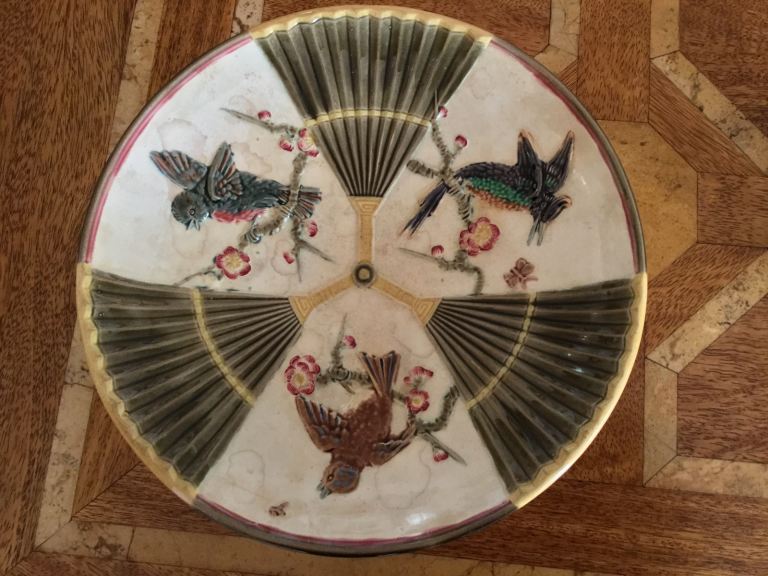 Antique Wedgewood Bird and Fan Cake Stand