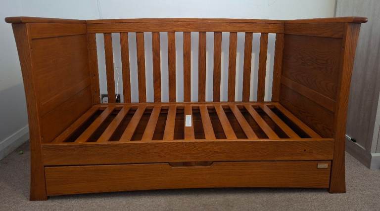 Sturdy Wooden Cot Bed with Under-Drawer & Mattress