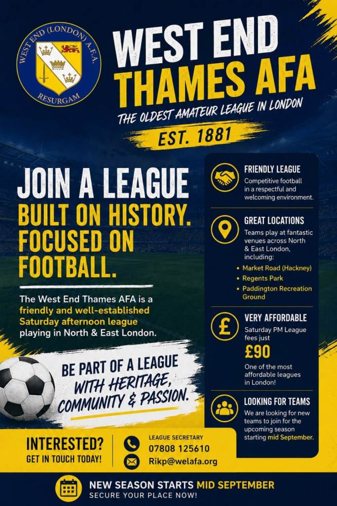 Saturday League has spaces for new Clubs