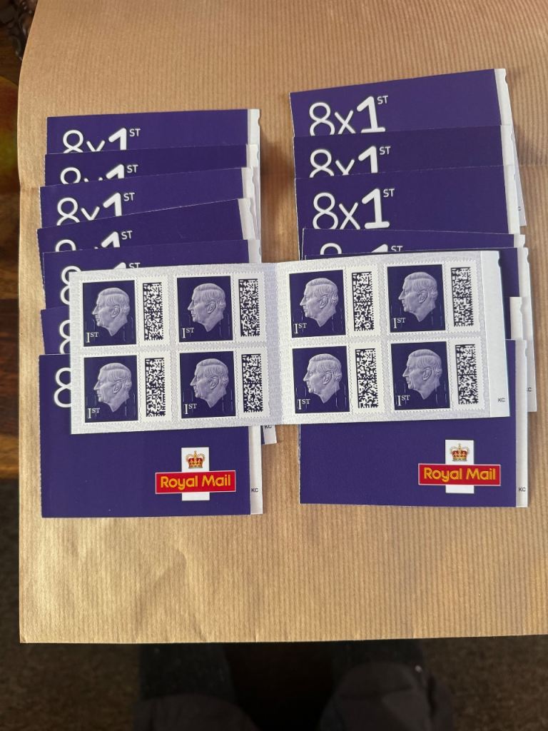 Genuine Books of 8 1st Class Stamps