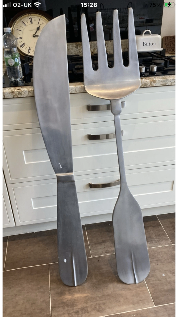 Giant knife & fork wall art café restaurant kitchen decorative 