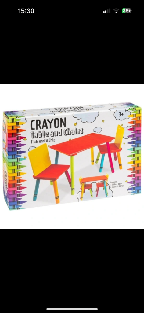 Crayon Table and Chairs Set for Kids – New in Box