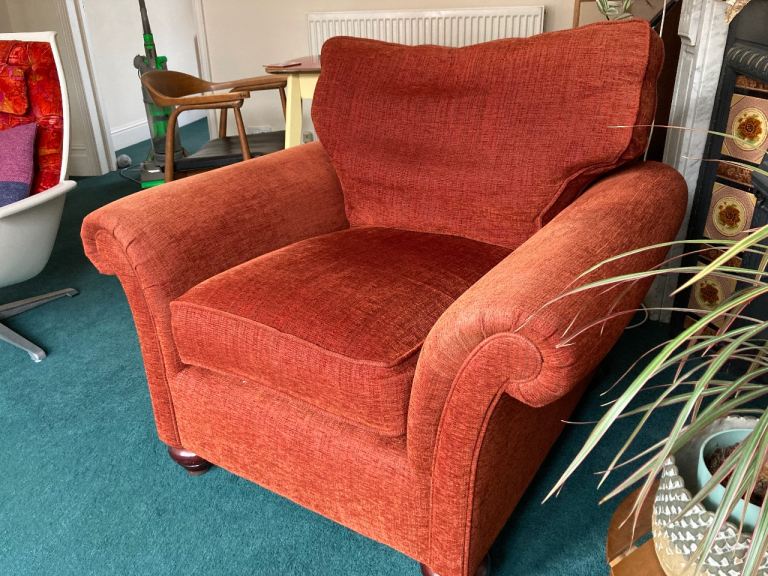 Comfy Red Fabric Armchair – Good Condition