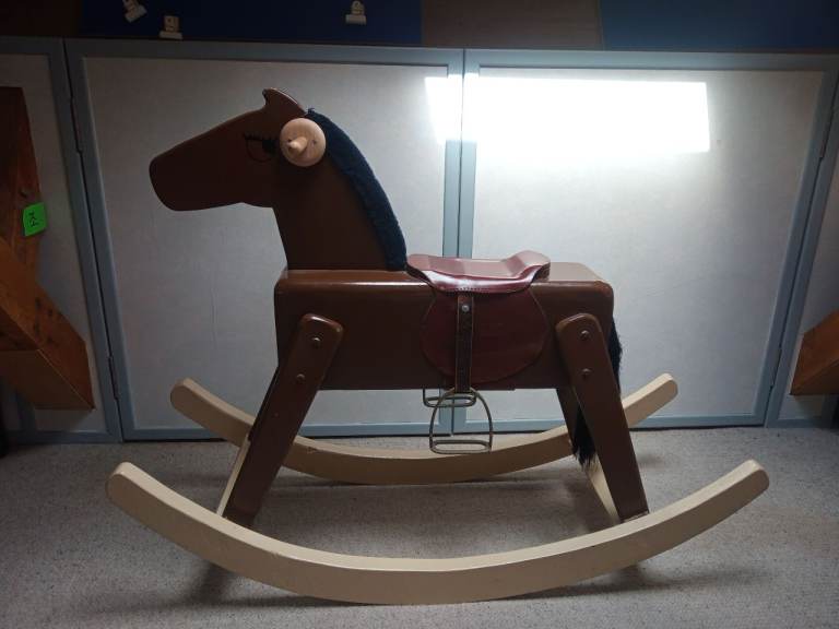 Traditional Wooden Rocking Horse with Saddle