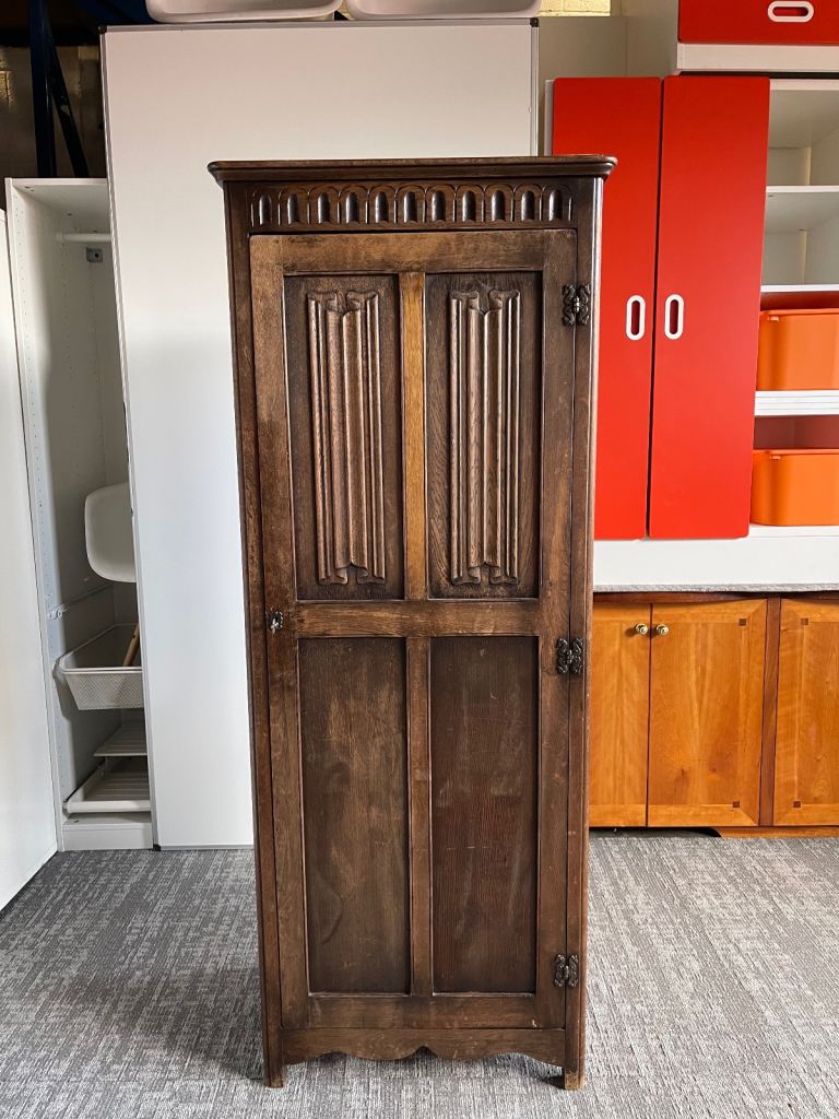 FREE DELIVERY Vintage Ipswich An English, oak four panel cupboard  Deco period, circa 1930