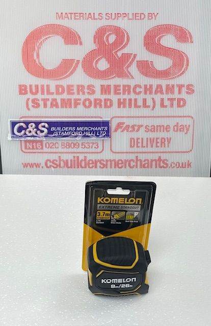 Komelon Extreme 8m/26ft x 32mm Tape Measure PWB82E (3.7m Standout) Black/Yellow