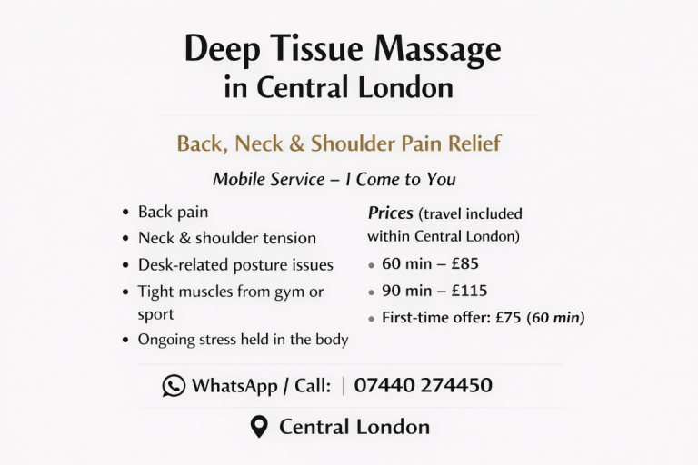  Dutch Therapist Deep Tissue Massage – Mobile | Central London
