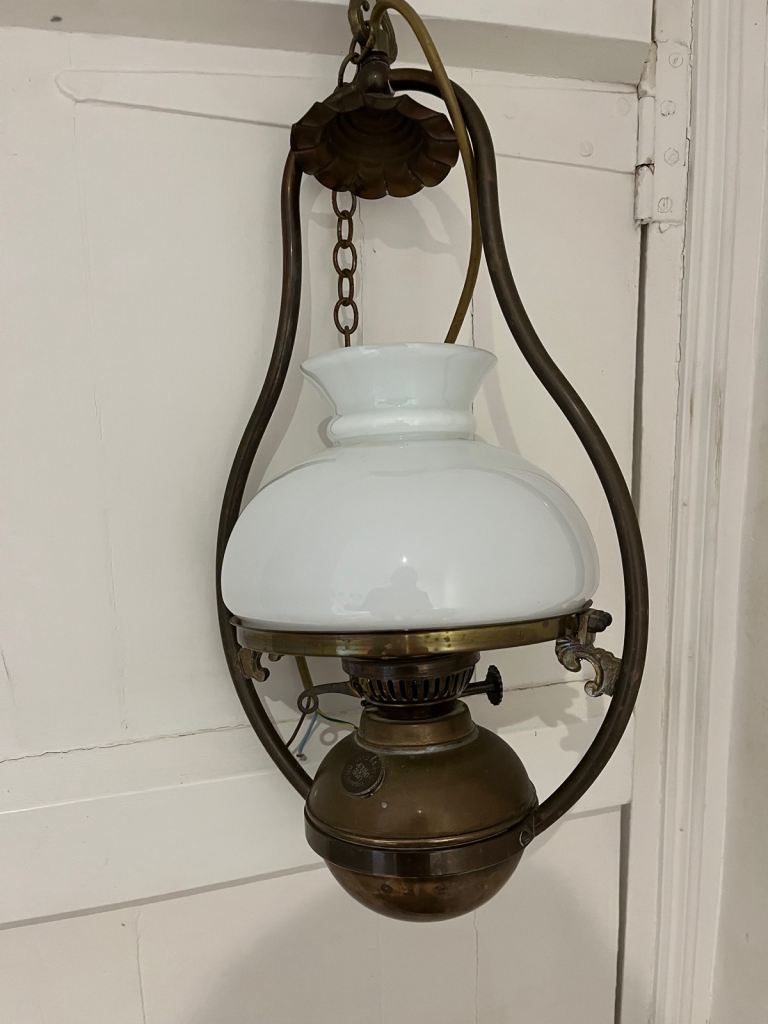 Antique Brass converted oil lamp to electric.