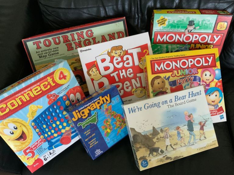 Board Games and Jigsaw puzzle Monopoly Connect 4 We’re going on a bear hunt Touring England