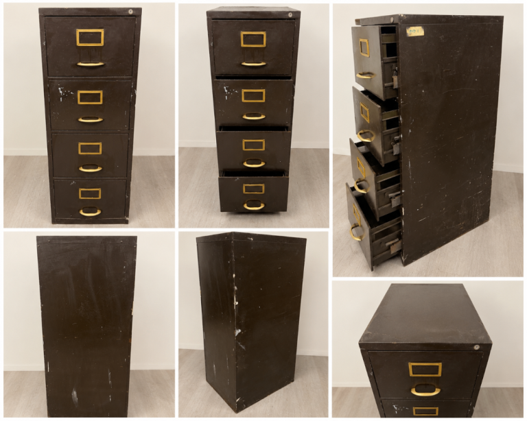 Vintage Industrial 4 Drawer Metal Filing Cabinet – Heavy Duty Office Storage