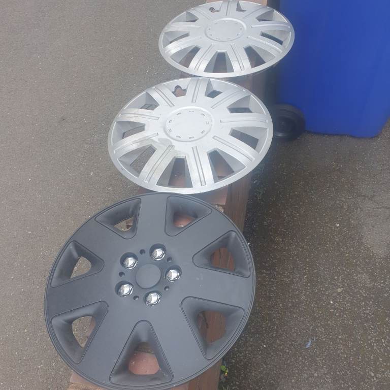 3 , 15 inch Wheel Trims , 2 Silver & 1 Black , Good Condition, Very Useful.